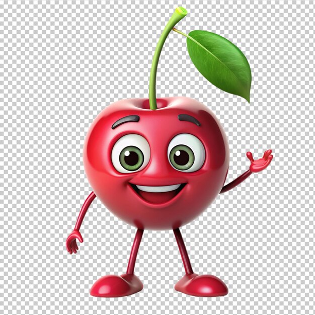 PSD summer cherry cartoon character clipart on transparent background