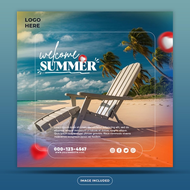 PSD summer day social media post design