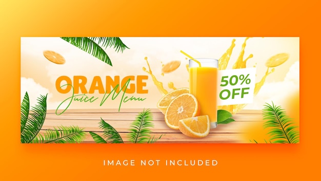 Summer drink menu promotion banner template