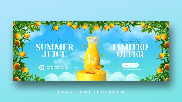 Summer drink menu promotion facebook cover banner template  