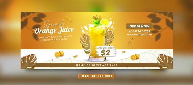 Summer drink promotion facebook cover banner template Premium Psd