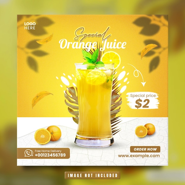 Summer drink restaurant social media post or flyer promotion template Premium Psd