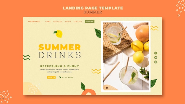 PSD summer drinks landing page