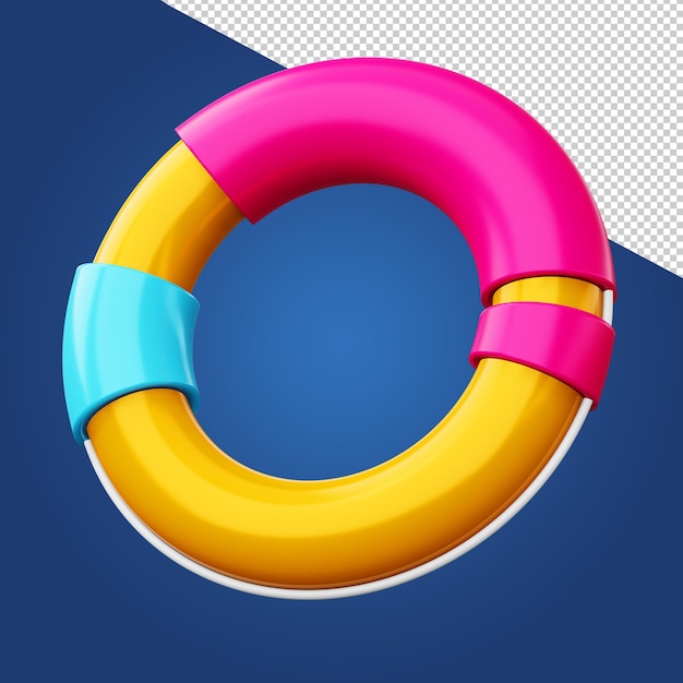 Summer elements Colorful swim ring 3d rendering illustration