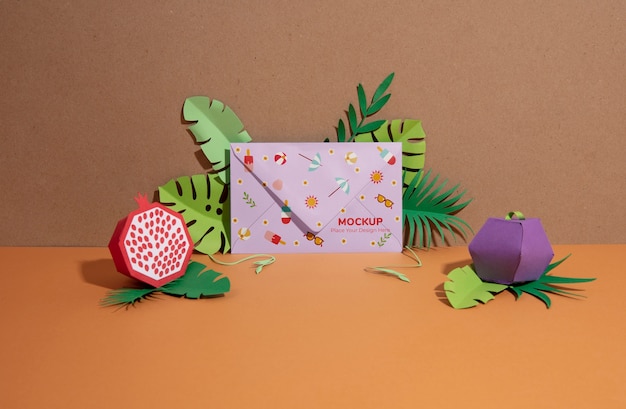 Summer envelope mockup with various items