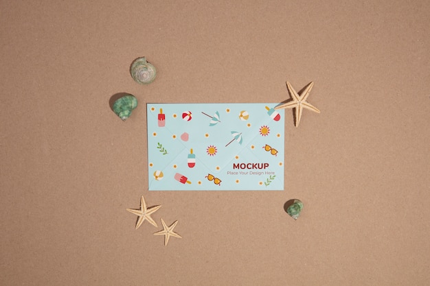 Summer envelope mockup with various items