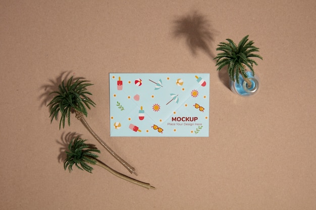 Summer envelope mockup with various items