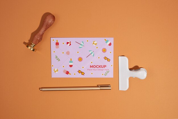 Summer envelope mockup with various items