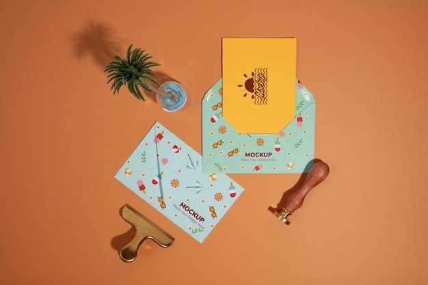 Summer envelope mockup with various items