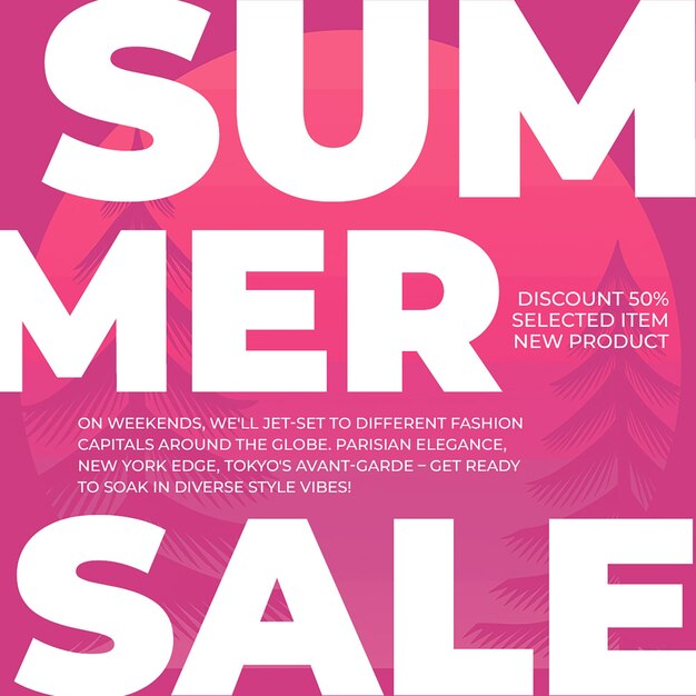 PSD summer fashion sale design for social media and instagram post template