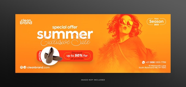 PSD summer fashion sale facebook cover social media post or web banner design template