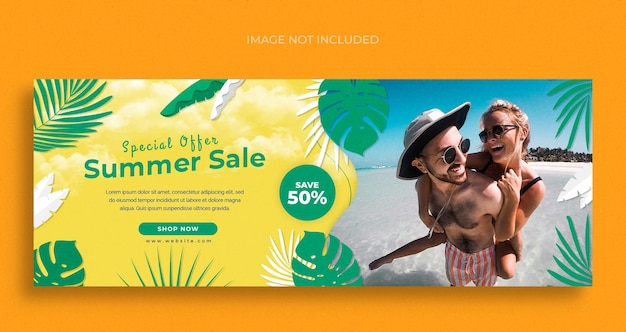 Summer fashion sale social media web banner flyer and Facebook cover design template