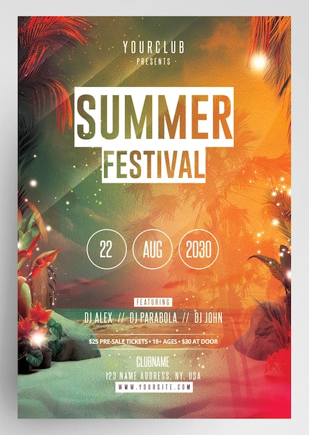 PSD summer festival party flyer design