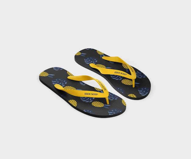 Summer footwear flip-flop slippers mockup