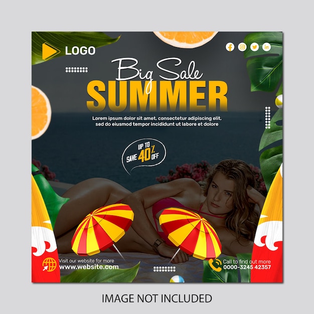 Summer fresh drink juice fruit social media post banner template design