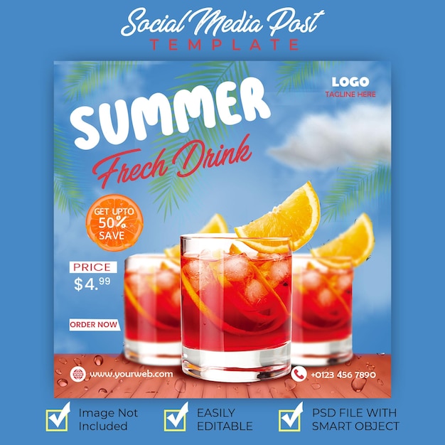 Summer Fresh Drink social media post banner