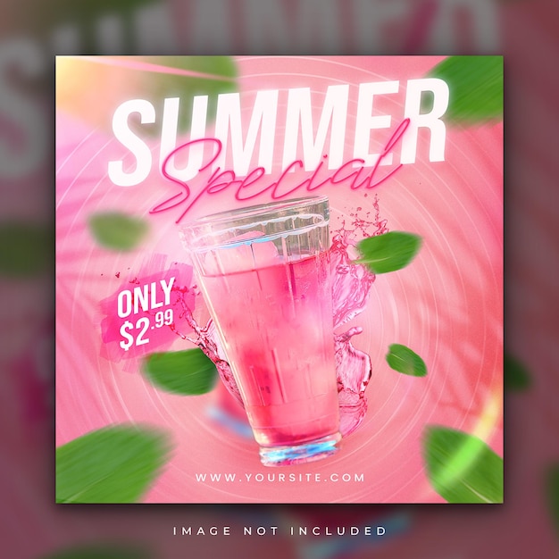 Summer fresh menu instagram post and web banner template