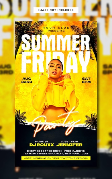 Summer friday party flyer instagram story template