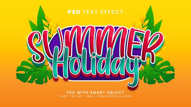 Summer holiday 3d editable text effect