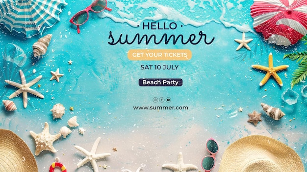 Summer holiday facebook template design