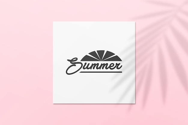 Summer instagram post card mockup with palm leaves shadow