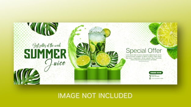 PSD summer lemon drink menu social media web banner promotion instagram facebook template post design