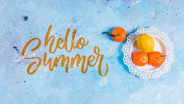 PSD summer lettering background with fruit