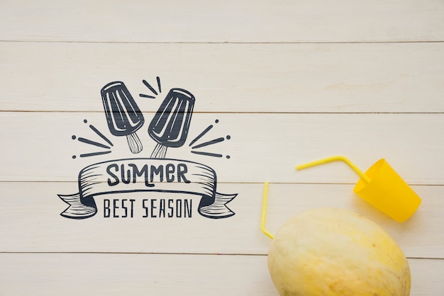 Summer lettering background with fruit