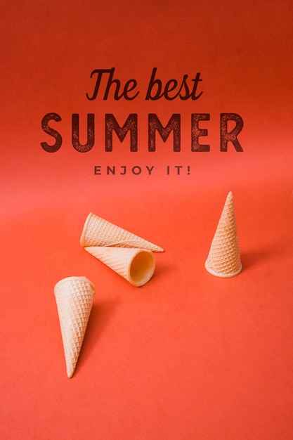 PSD summer lettering background with ice cream cones