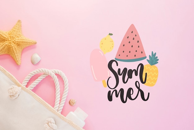 Summer lettering background with summer elements