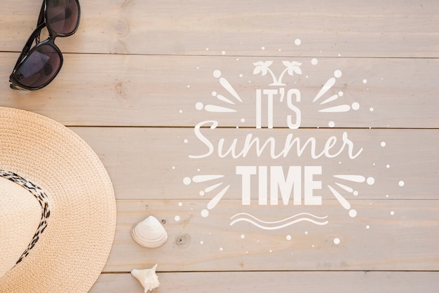 PSD summer lettering background with summer elements