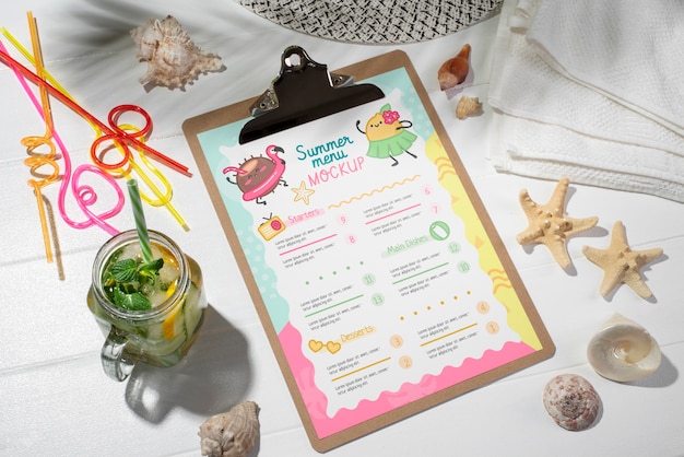 Summer menu mockup design