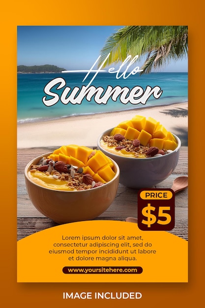 Summer menu promotion social media instagram post banner template