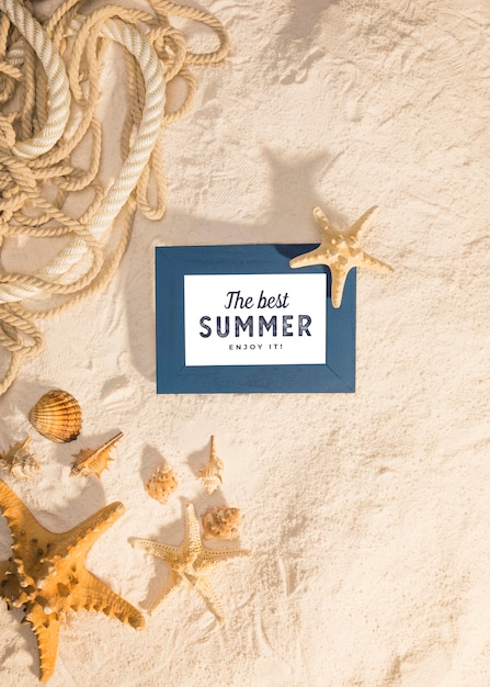 Summer mockup with marine elements