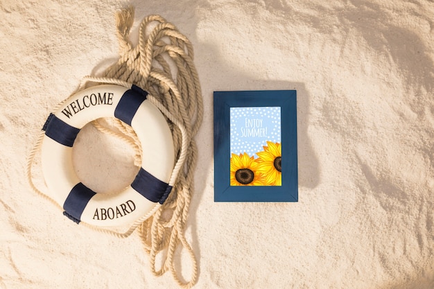 Summer mockup with marine elements