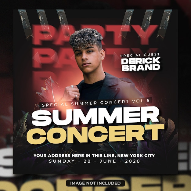 Summer music event party flyer template