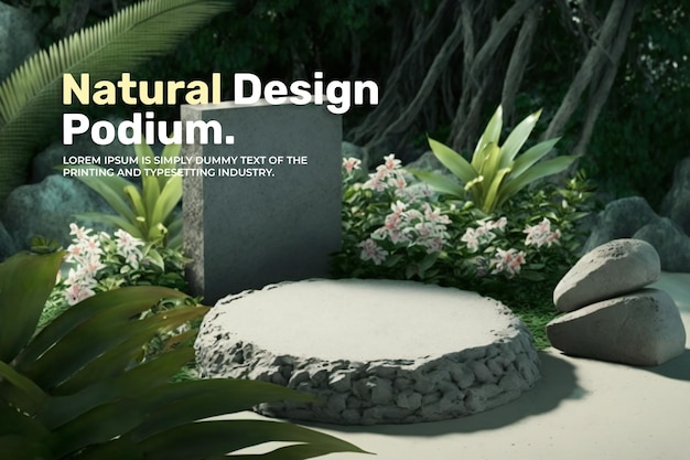 summer natural podium stage display mockup for product presentation scene product display 3d render