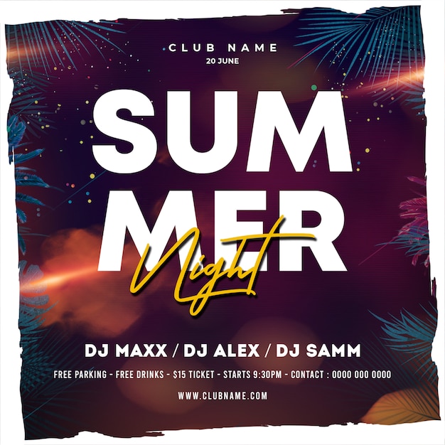 Summer night party flyer