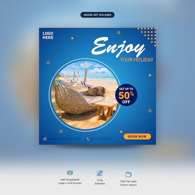 Summer offer traveling social media post template Premium Psd