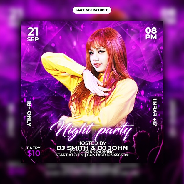 Summer party flyer night club party flyer PSD social media post template