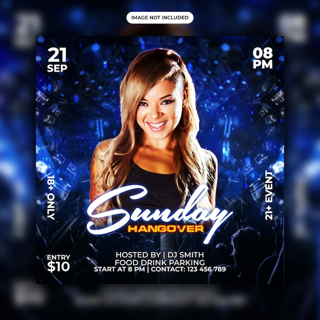 Summer party flyer night club party flyer PSD social media post template