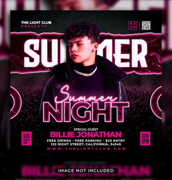 Summer party flyer social media post and web banner