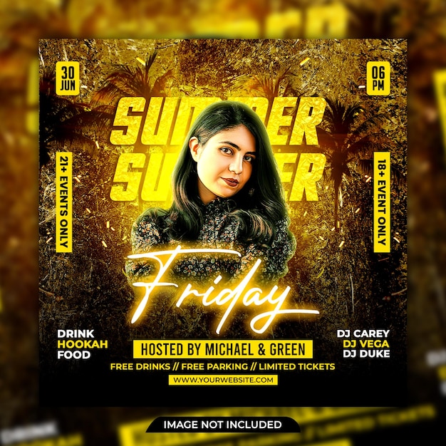 Summer party flyer social media post web banner