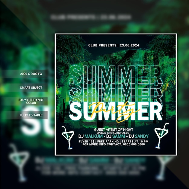 PSD summer party flyer template