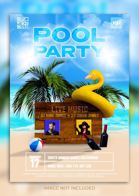 Summer pool party flyer