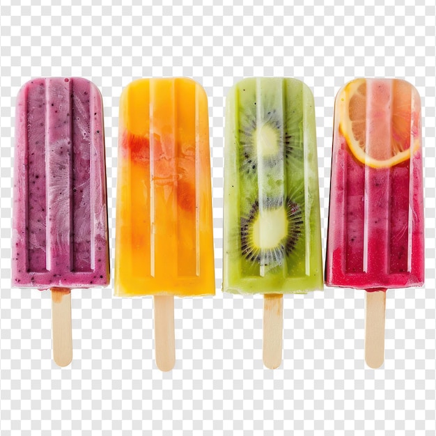 PSD summer popsicles front view full length on transparency background psd