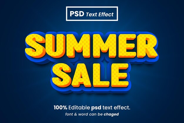 PSD summer sale 3d editable text effect