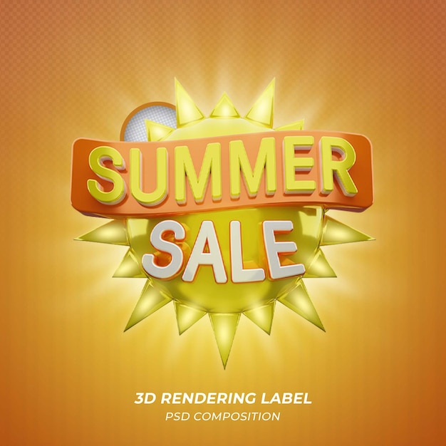 Summer Sale 3d rendering label