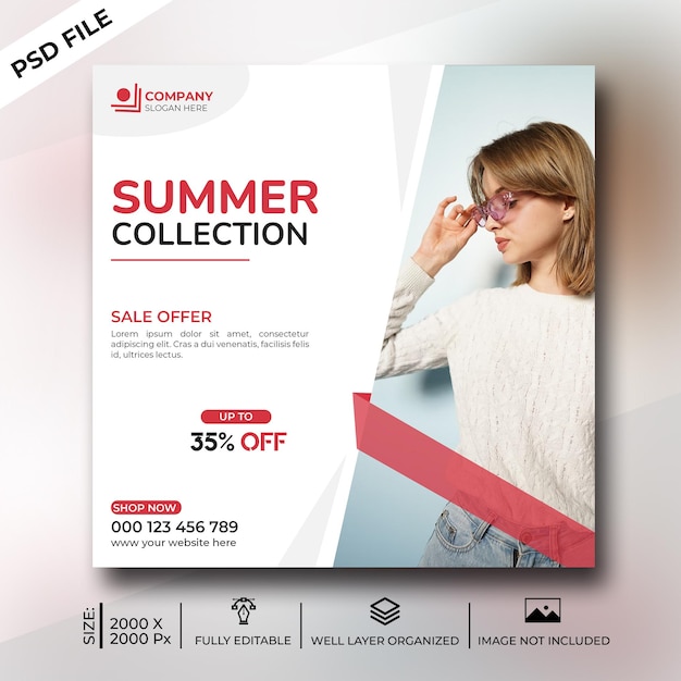 Summer Sale or Black Friday Social Media Post Template Design