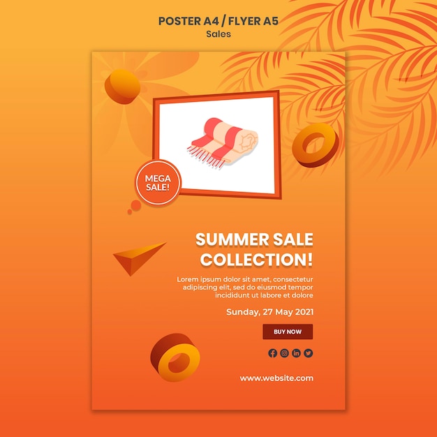 PSD summer sale collection poster template